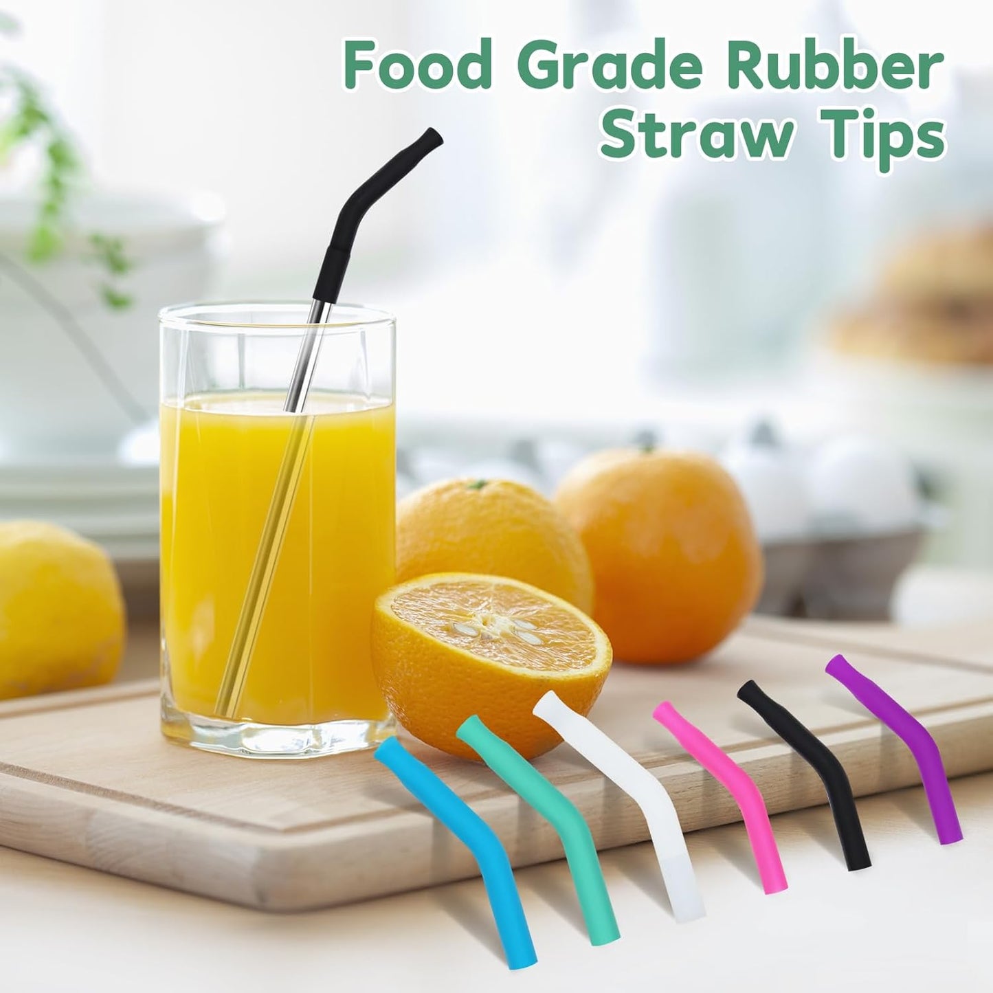 KEIFIN 6 Pcs Silicone Straw Tips 6mm 8mm Set Reusable Food Grade Rubber Straw Tips for Metal Glass Straws Replaceable Elbow Covers Fit for 6/8 mm Outer Diameter Straws