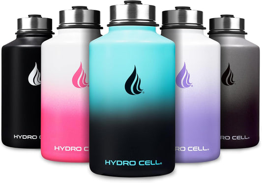 HYDRO CELL Stainless Steel Insulated Water Bottle with Straw - For Cold & Hot Drinks - Metal Vacuum Flask with Screw Cap and Modern Leakproof Sport Thermos for Adults (Teal/Black 64oz)