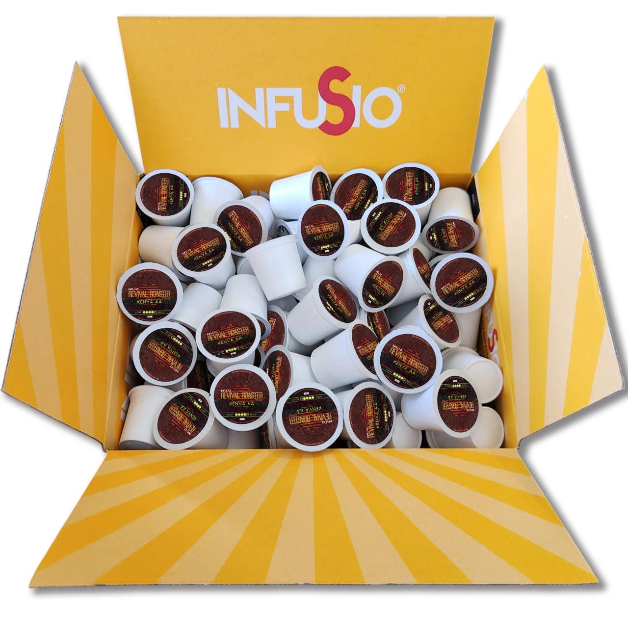InfuSio Coffee Pods – 96 Count, Kenya AA (Dark Roast Coffee) Single Serve Coffee Pods for Keurig K Cup® Brewers, Compatible with Keurig 2.0 Brewers