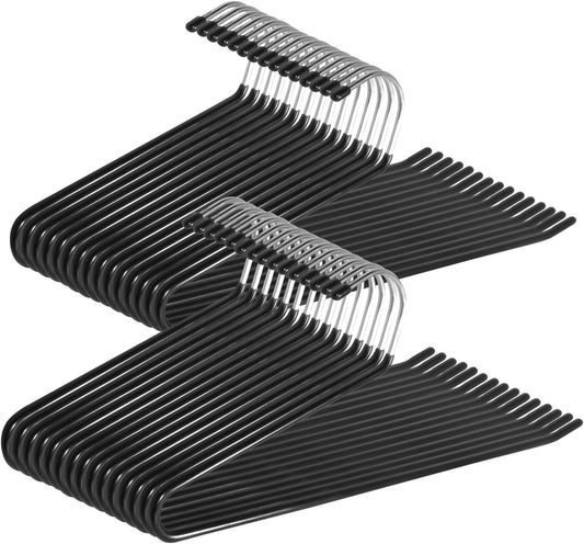 Pants Hangers,30-Pack Clothes Hangers Space Saving, Non-Slip Open-Ended Pant Hanger,Black Metal Hangers Design for Jeans,Slacks,Scarf (Black)