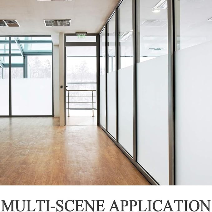 HIDBEA Frosted Window Privacy Film Heat Control UV Blocking, Static Cling Non-Adhesive Reusable Door coverings for Bathroom Home Office (White Frosted 29.5 Inch x 13.1 Feet)