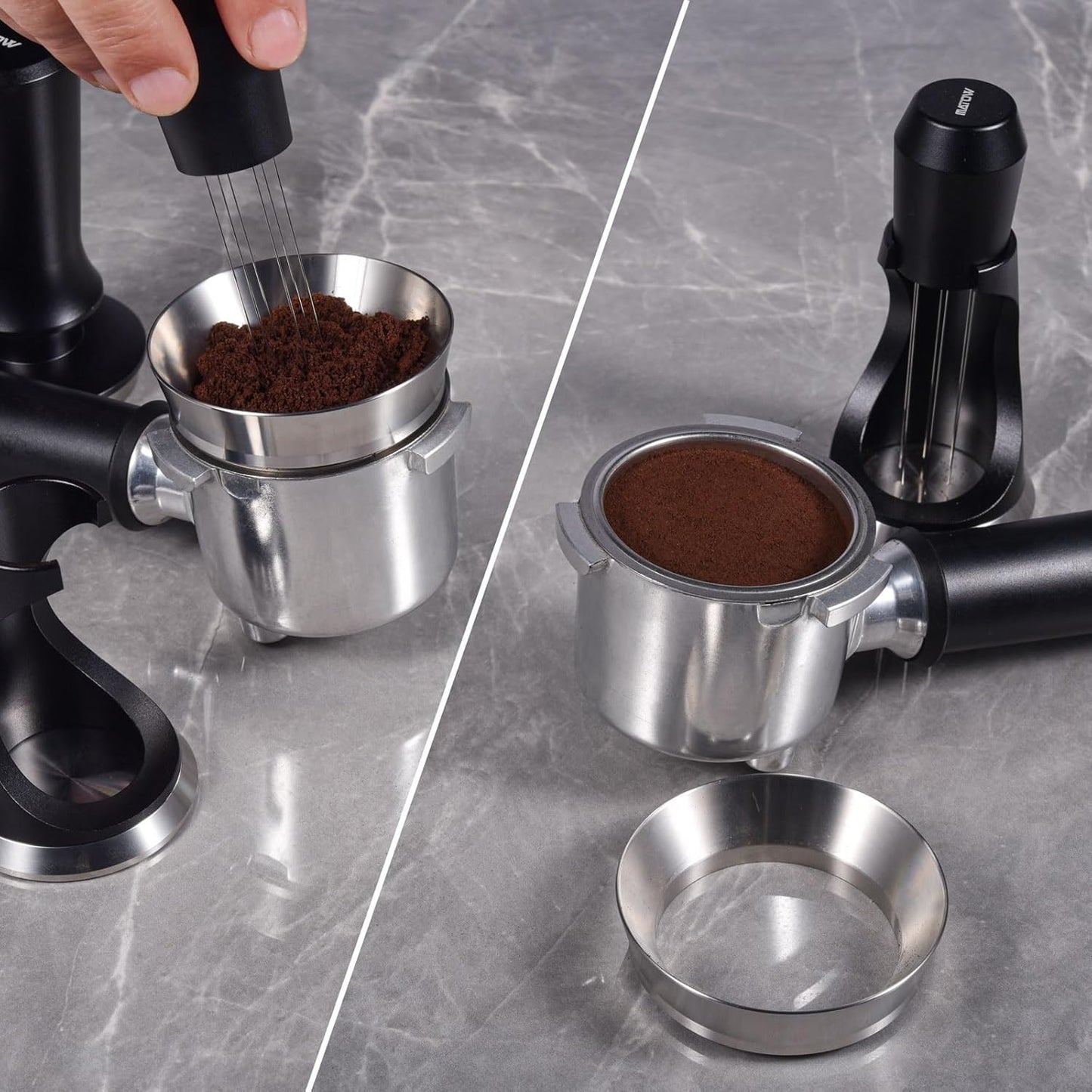 51mm Magnetic Dosing Funnel V2, MATOW Stainless Steel Espresso Dosing Ring with 8 Magnets Compatible with 51mm Espresso Portafilter