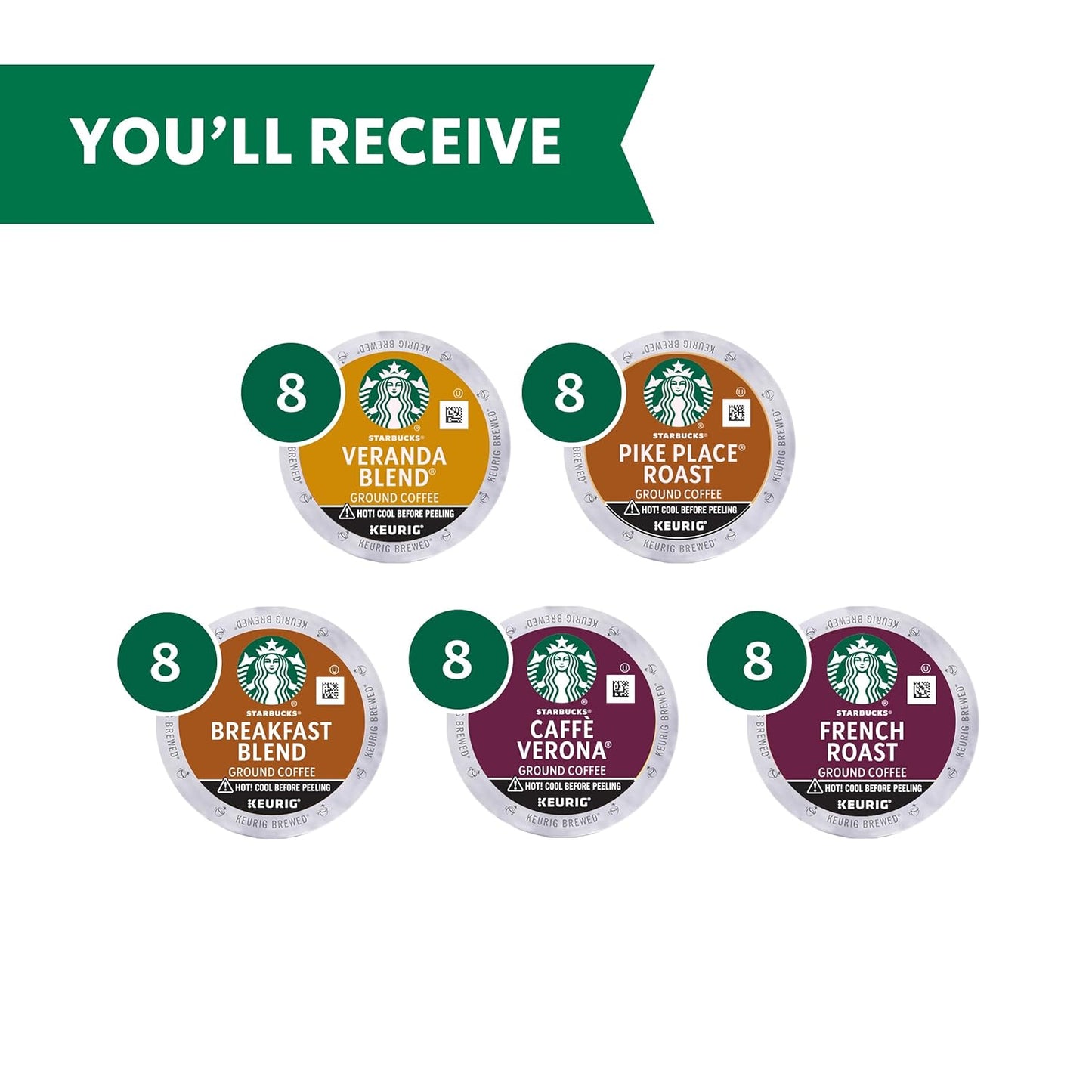 Starbucks K-Cup Coffee Pods—Starbucks Blonde, Medium & Dark Roast Coffee—Variety Pack for Keurig Brewers—100% Arabica—1 box (40 pods total)