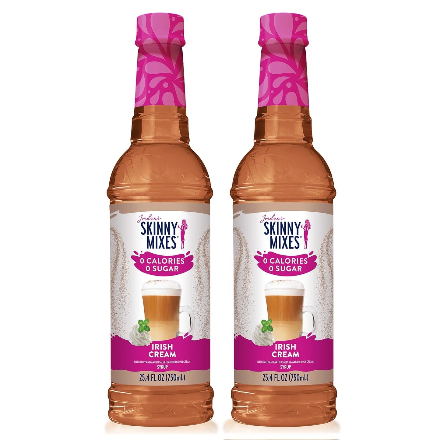 Jordan's Skinny Syrups Sugar Free Coffee Syrup, Irish Cream Flavor Drink Mix, Zero Calorie Flavoring for Lattes, Protein Shake, Food & More, Gluten Free, Keto Friendly, 25.4 Fl Oz, 2 Pack