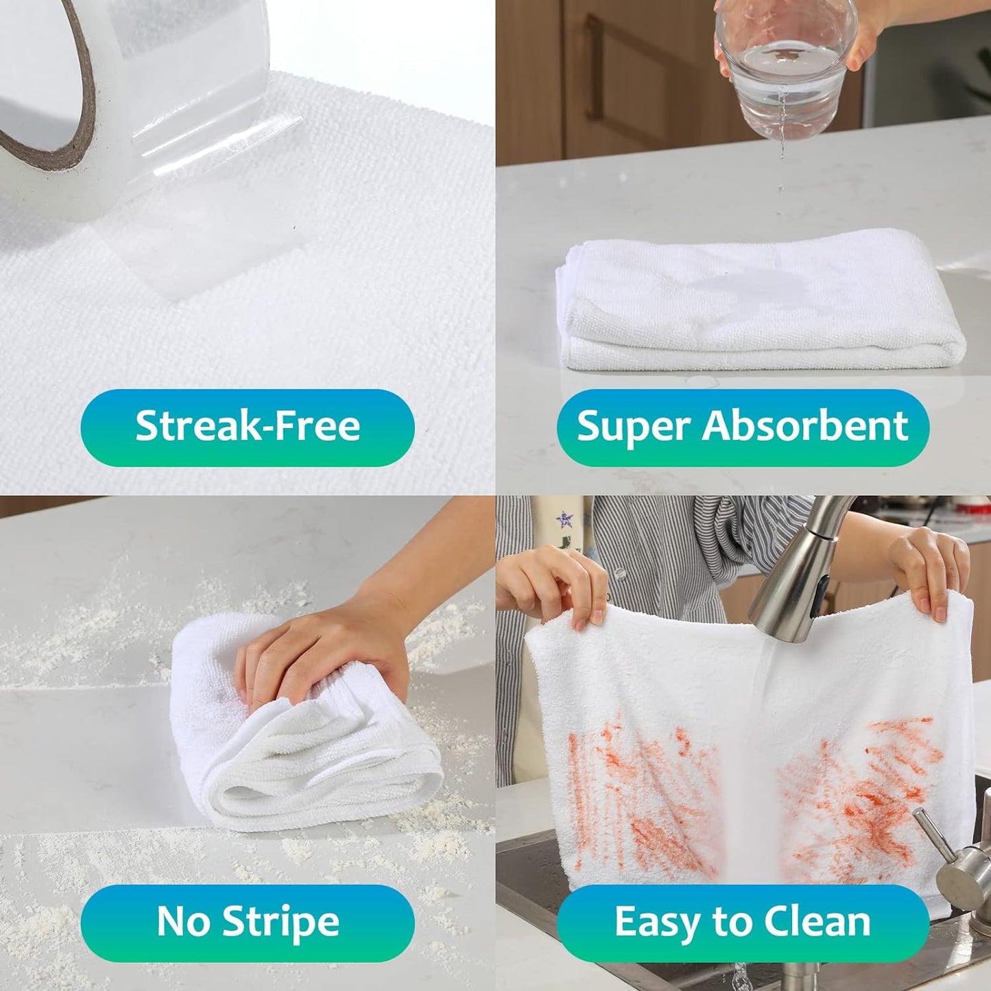 Newwiee 3 Pcs Extra Large Microfiber Cleaning Cloth 30" x 20" Washable Reusable Microfiber Towel Streak Free Lint Free Cloth for Cleaning Home Glass Office Window Bathrooms (White)