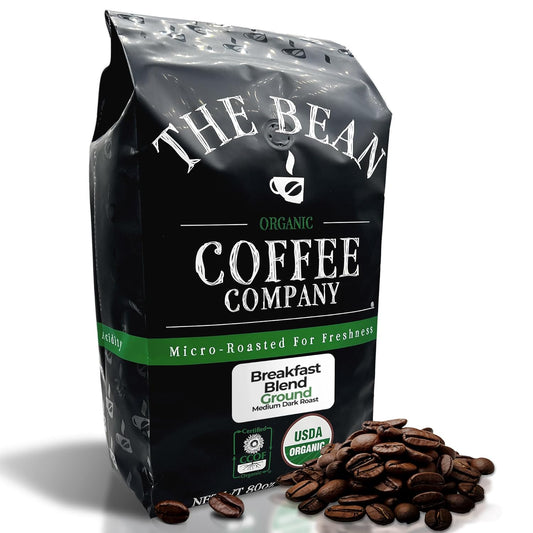 The Bean Organic Coffee Company Breakfast Blend, Medium Dark Roast, Whole Bean Coffee, 5-Pound Bag