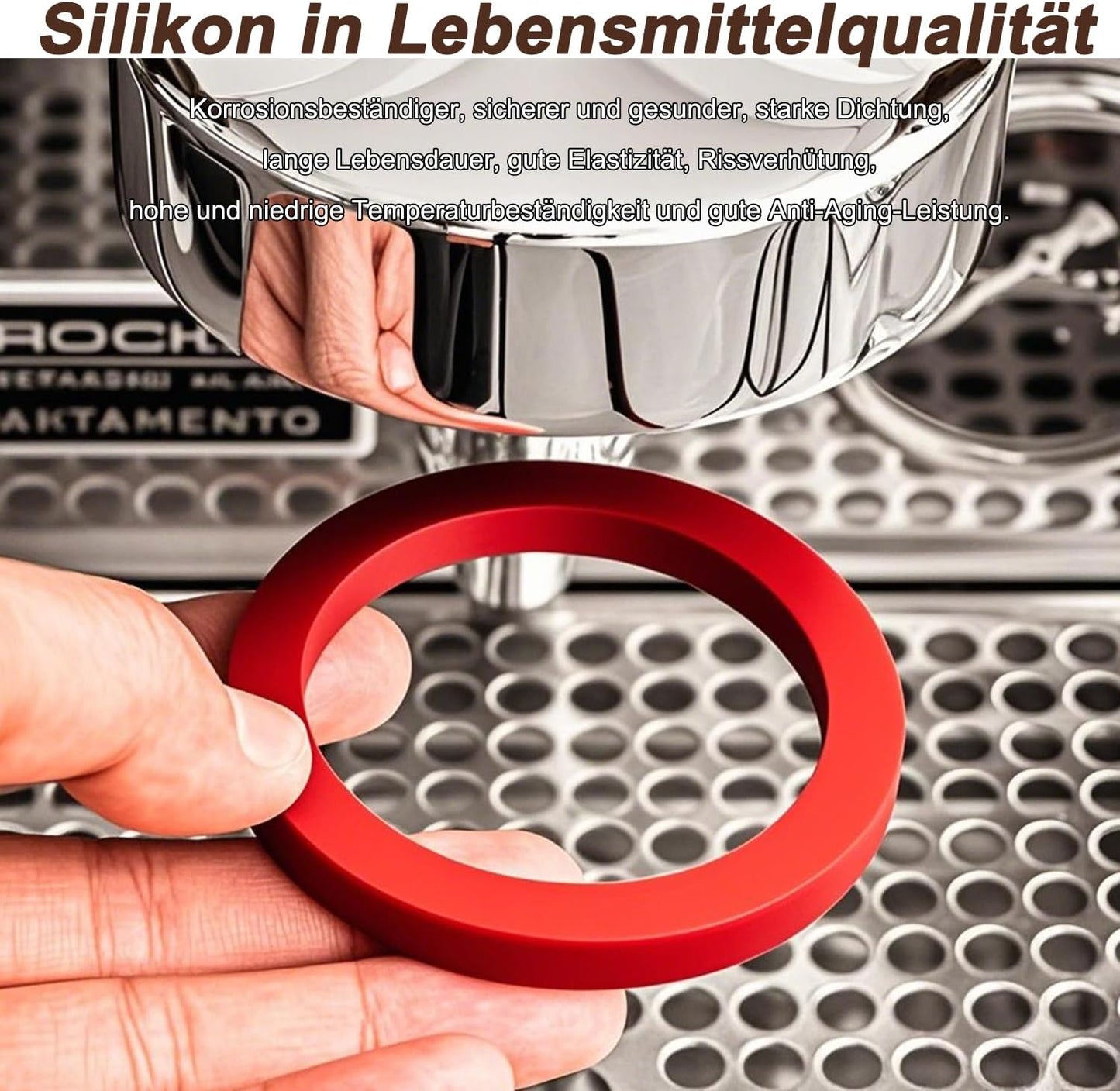 Silicone Gasket made for E61 Espresso Machines, Red O Ring Gasket Replacement 8mm, Compatible with Gaggia Classic Pro, Rocket Espresso, ECM, Quickmill, Vibiemme, Lelit 58mm, Wega, San Remo