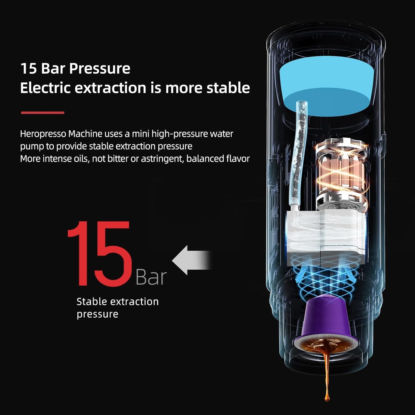 portable coffee maker15 Bar Mini Coffee Maker USB-C & Car Charger, Lightweight Espresso Maker Black