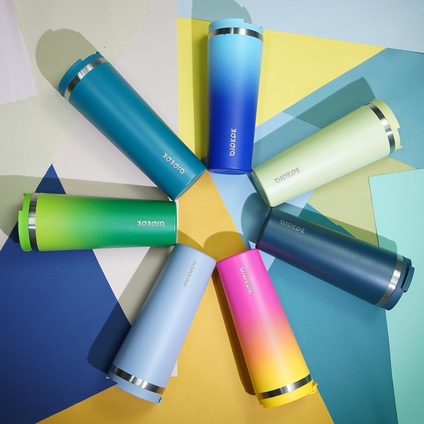 BJPKPK 34oz Insulated Tumbler With lid And Straw Stainless Steel Tumblers Travel Coffee Mug Reusable Thermal Cup,Sky