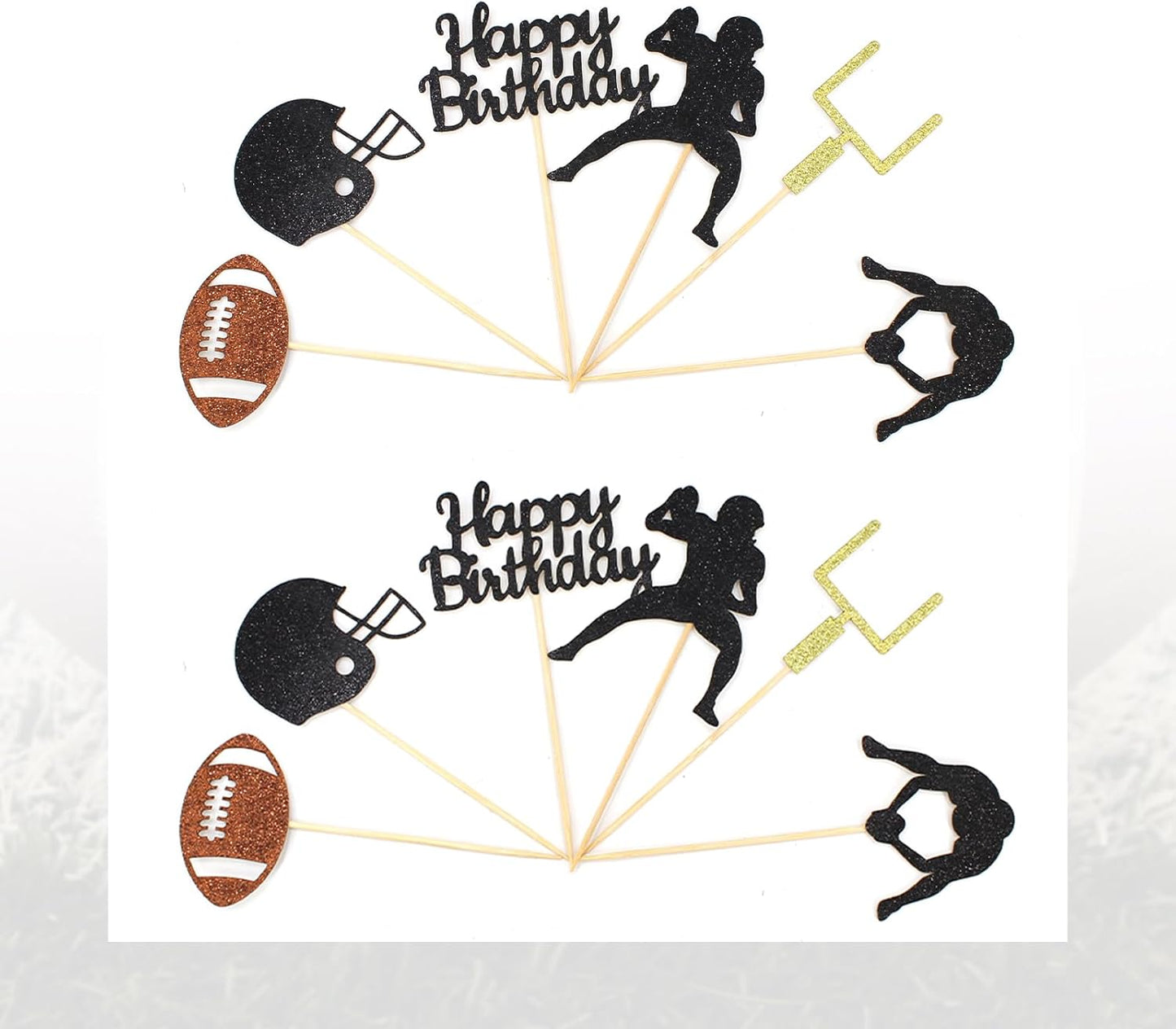 36PC Football Cupcake Toppers for Birthday,Glitter Football Cake Toppers for Boys Birthday,Football Birthday Party Decorations Supplies
