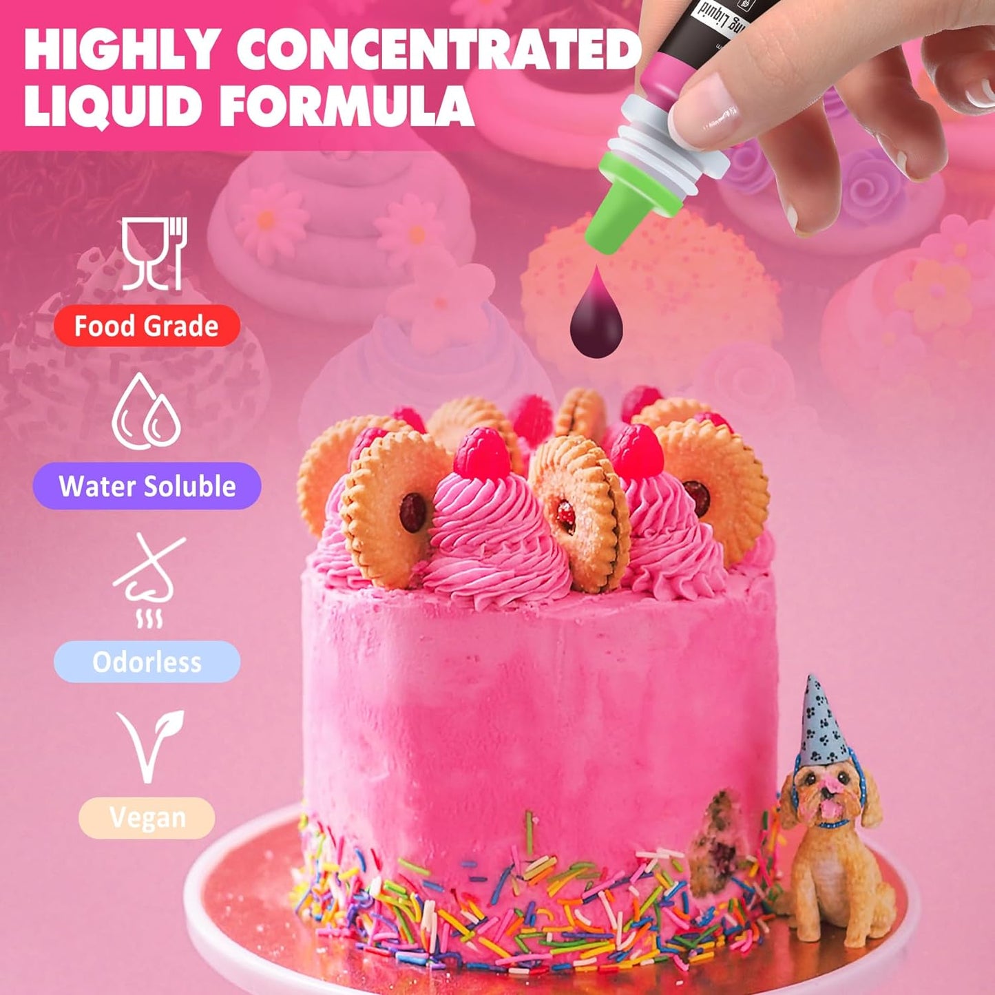 Food Coloring - Vibrant Liquid Icing Food Coloring Set for Baking, Cake Decorating, Easter Egg, Airbrush - Tasteless Food Color Dye for Fondant, Slime, DIY Crafts - 5.5 Fl.oz / 160ml Each (Black)