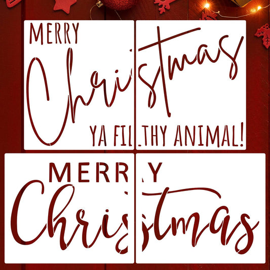 Christmas Stencils for Painting Doormat 27"x16" Large Christmas Stencils for Crafts Reusable Welcome Holiday Drawing Templates for Wood Fabrics Door Mat Window Glass Winter Decor