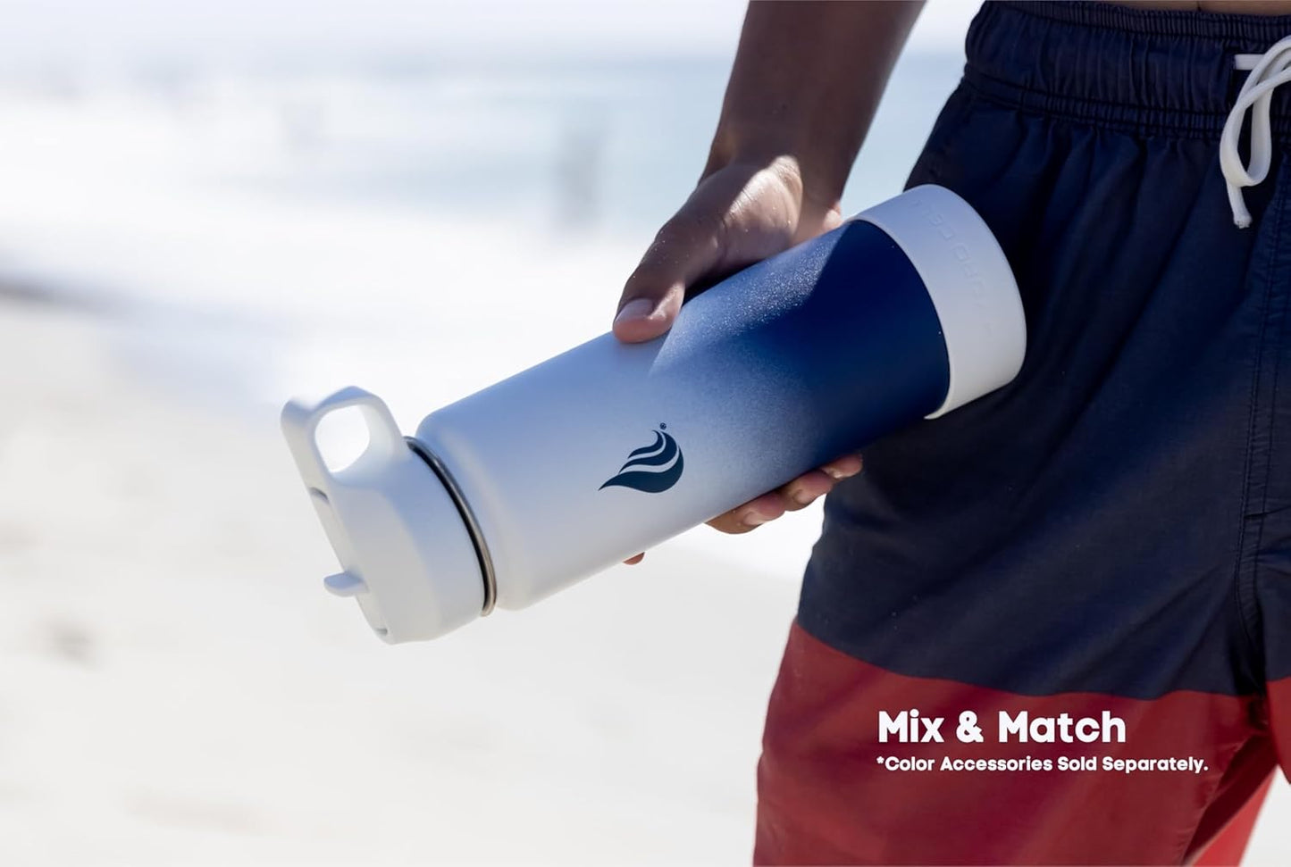 HYDRO CELL Stainless Steel Insulated Water Bottle with Straw - For Cold & Hot Drinks - Metal Vacuum Flask with Screw Cap and Modern Leakproof Sport Thermos for Adults (Navy/White 24oz)