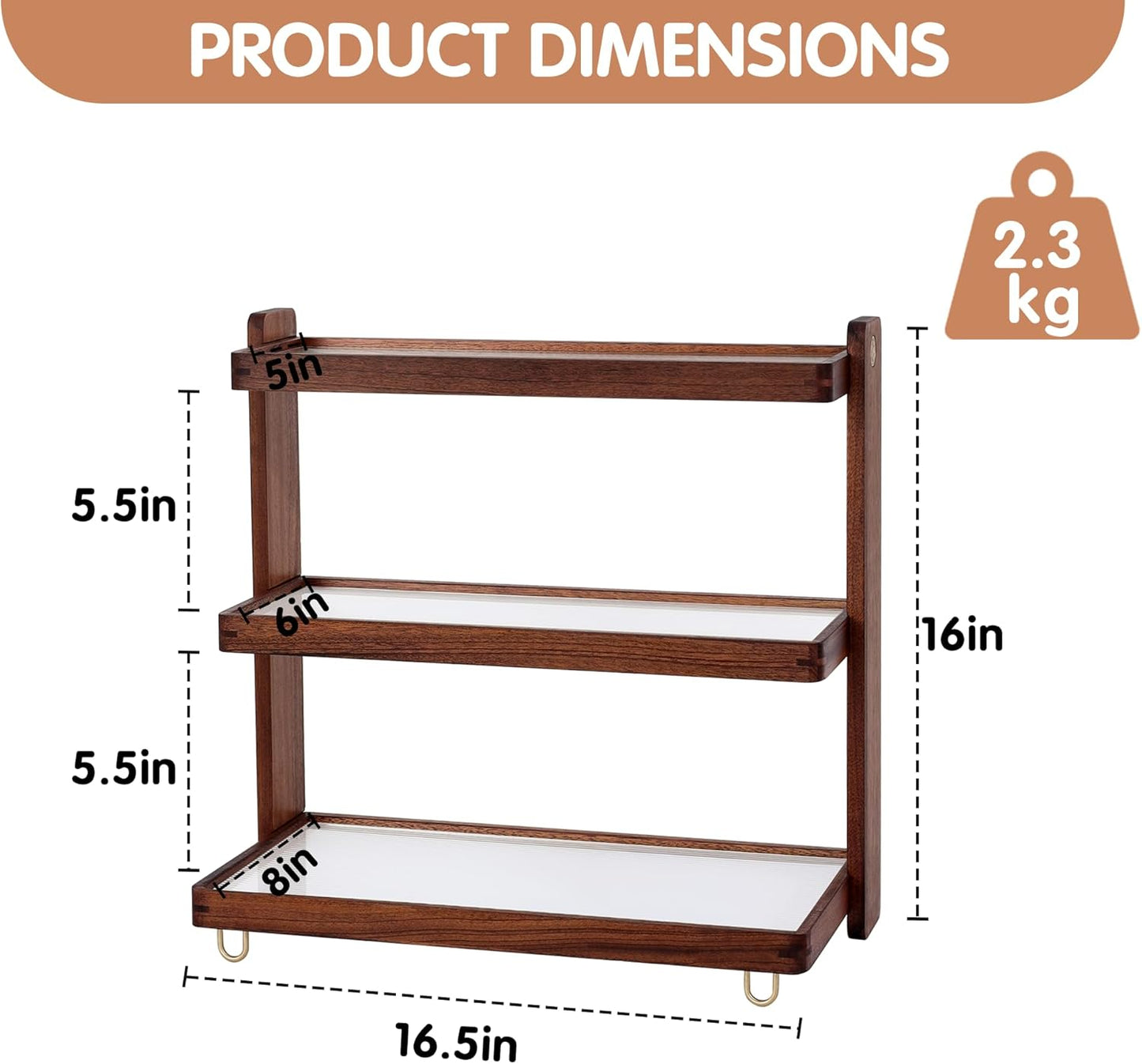 Coffee Mug Holder Wooden Cup Rack,3-Tier Acrylic Home Coffee Mug Display Rack for Kitchen Countertops, Coffee Bars, for Placing Mugs, Coffee Beans, Syrup, Cups, Stirrers