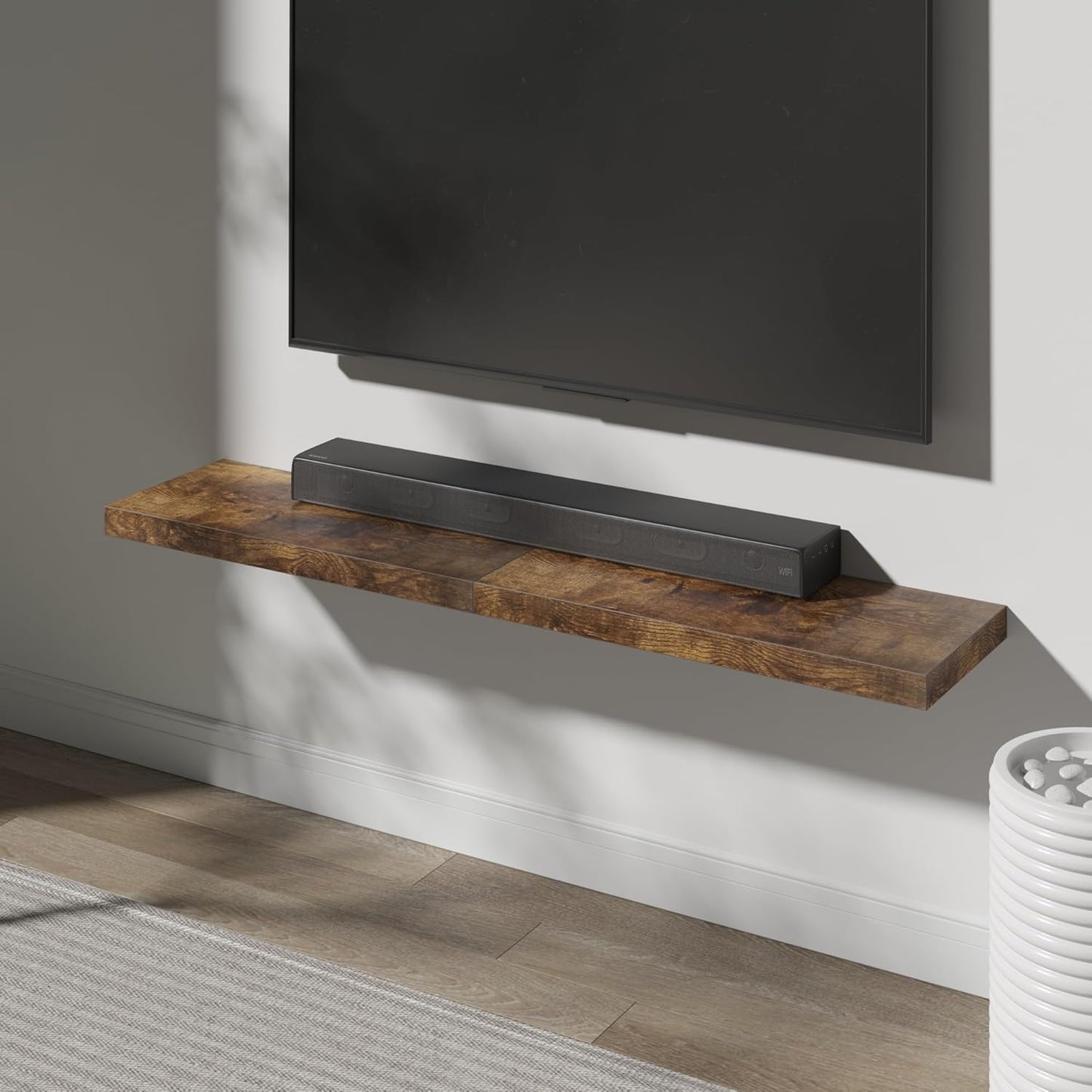 Floating Shelf, Set of 2 Wall Shelf, 36 in W x 12.75 in D x 2 in H Wooden Floating Wall Shelf with Invisible Brackets for Living Room/Bedroom/Bathroom/Kitchen Storage and Decor, Rustic Brown