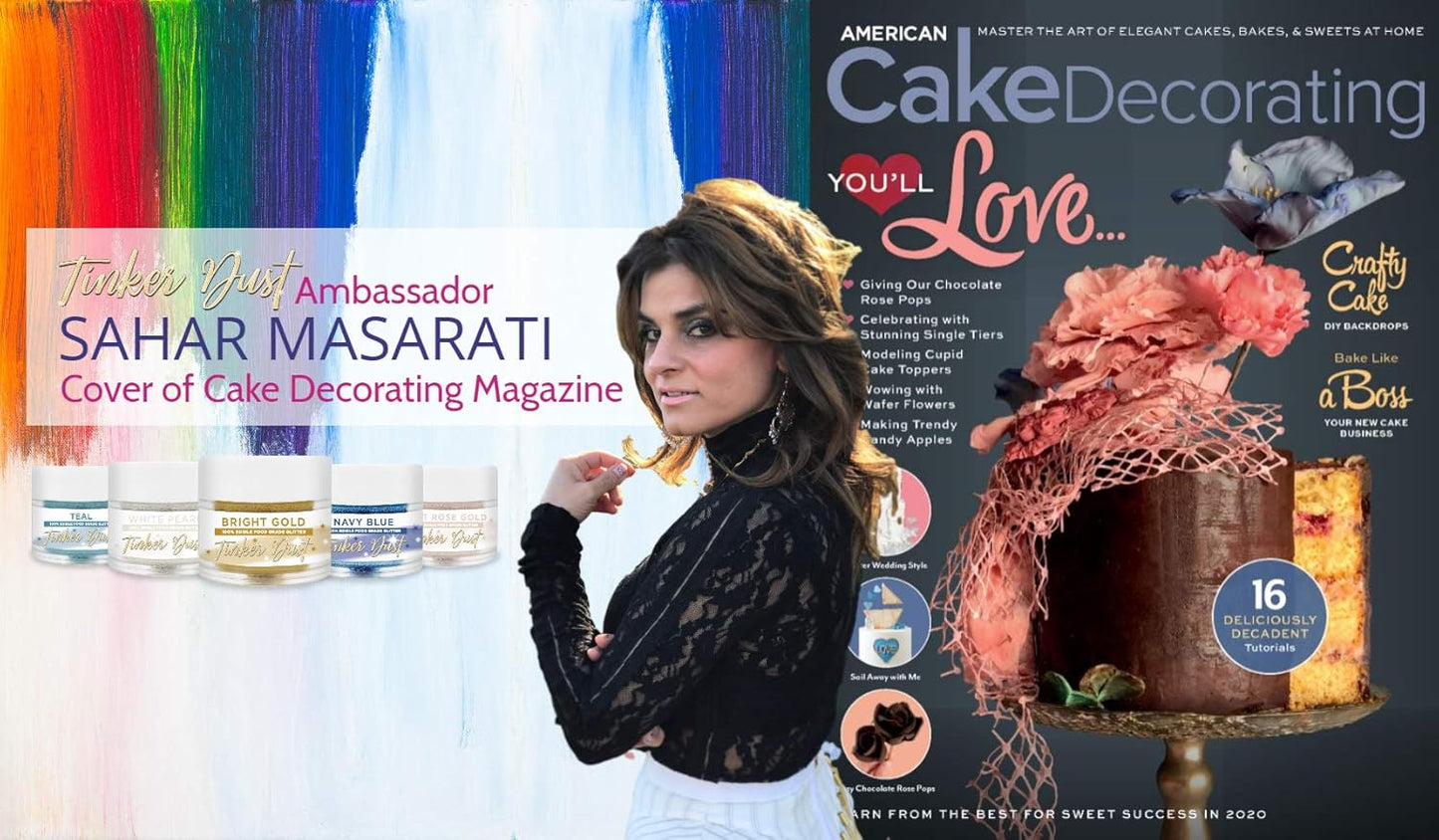 BAKELL Royal Gold Edible Glitter, 25 Grams | TINKER DUST Edible Glitter | KOSHER Certified | 100% Edible Glitter | Cakes, Cupcakes, Cake Pops, Drinks, Dessert Vegan Glitter & Dusts (25g, Royal Gold)