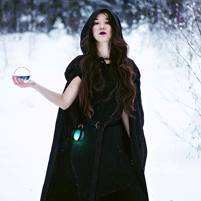 Boao Potion Bottles with Cork Set Dark Magic Cork Round Potion Bottle with Leather Belt Clear Glass Large for Halloween Costume Props DIY Crafts Decorative, 200 ml(Black)