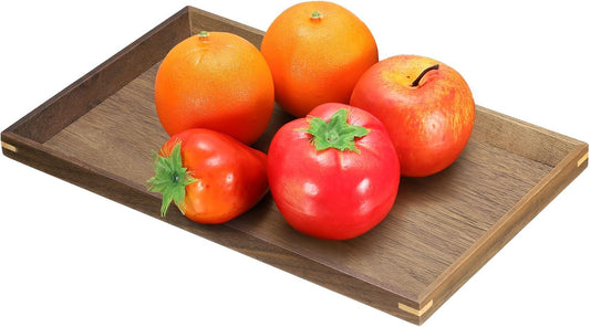 uxcell Bamboo Serving Tray, 10 x 6 Inch Rectangle Wooden Trays Portable Serving Platters for Food Fruit, Snacks, Bread, Vanity, Weddings, Picnics, Brown (Inner Slant)