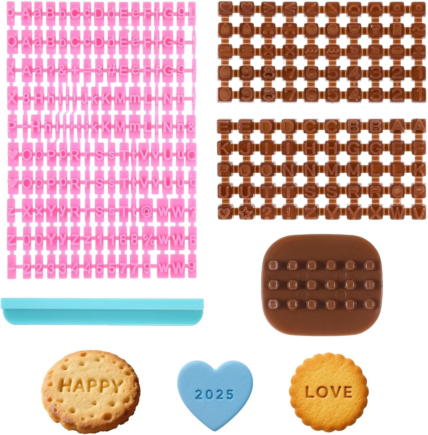 172Pcs Letter Stamps for Clay, Pottery Name Alphabet Cookie Stamps Molds for Cake Baking Chocolate, Embosser Fondant Clay Letter Stamp Cutters Stencils, Mooncake Air Dry Polymer Clay Cutters Molds