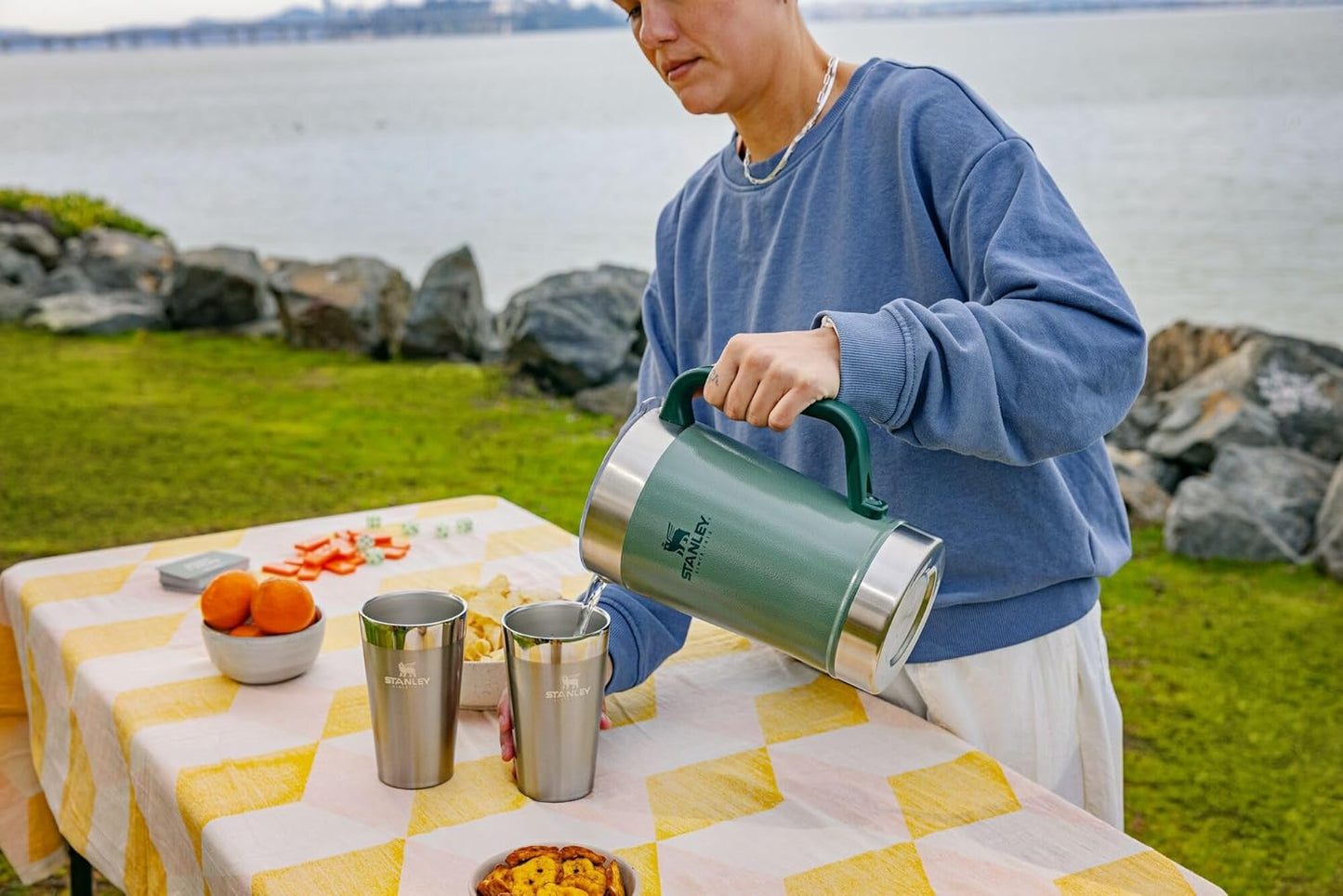 Stanley Stay-Chill Pitcher 64 oz | Cold Water, Beer, and Drink Pitcher with Lid | Large Capacity Durable Beverage Container with Handle | Insulated Stainless Steel | BPA-Free | Frost Gloss