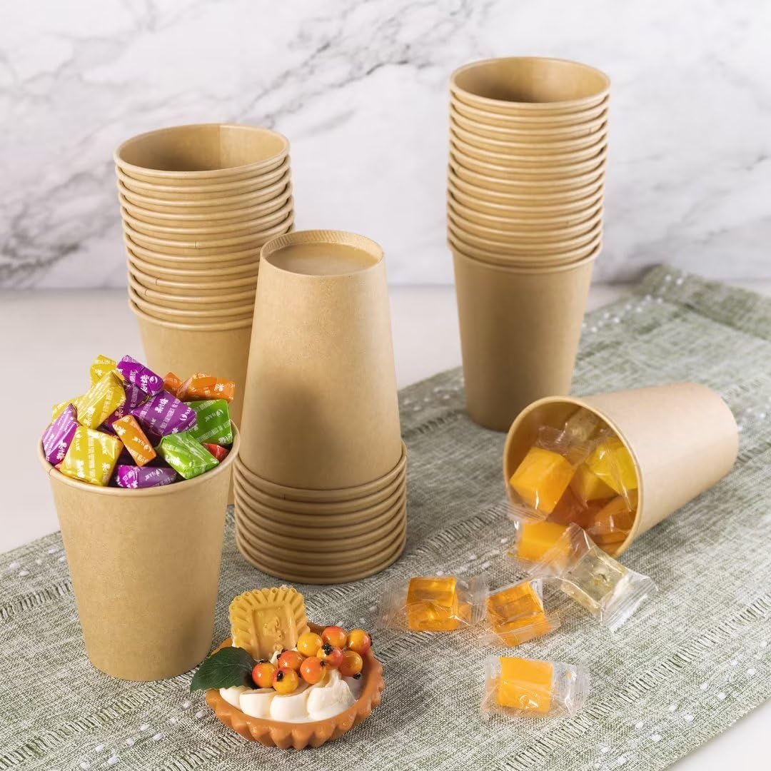 LITOPAK 240 Pack 12 oz Paper Cups, Kraft Hot Coffee Cups, Beverage Disposable Drinking Cups, Hot Coffee Cups, Paper Coffee Cups for Water, Coffee, Juice, and Tea