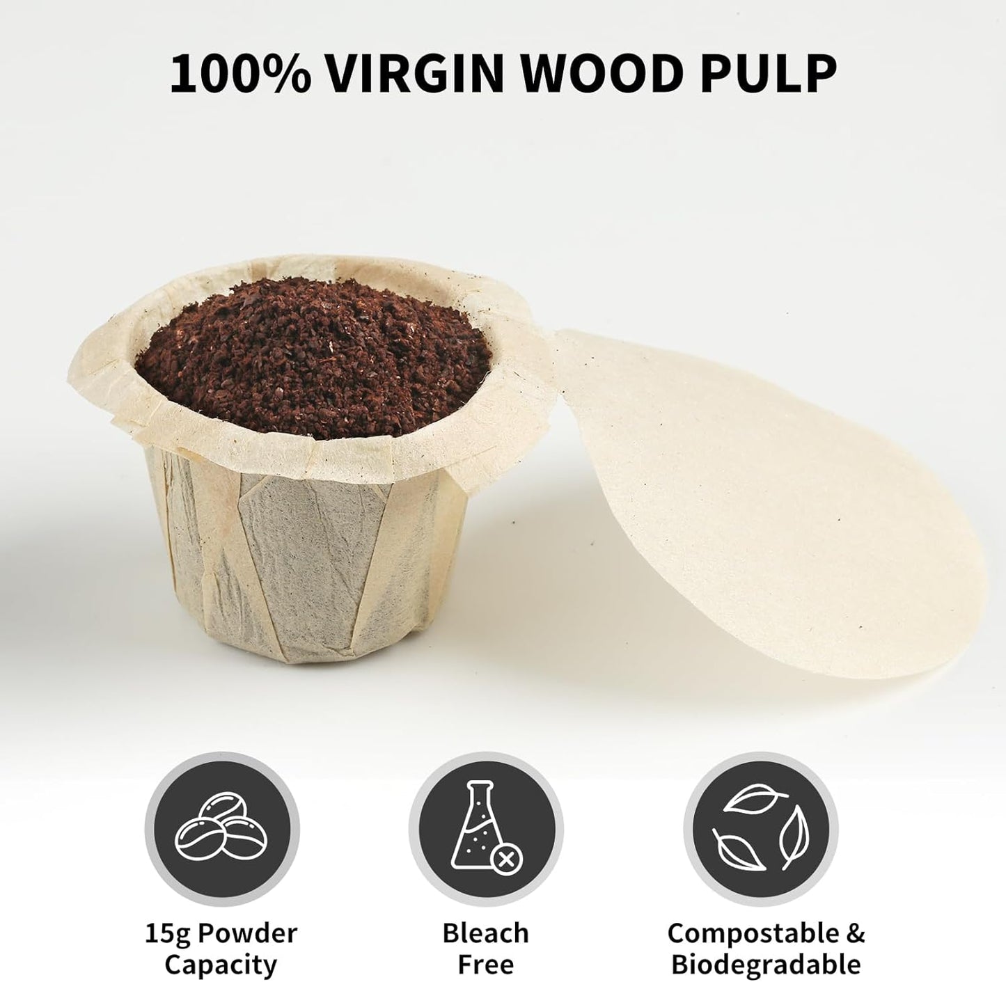 200 Count Fanativita K Cup Filters Disposable with Genius Lid Design, Fit All Reusable K Cups for Keurig (Unbleached)