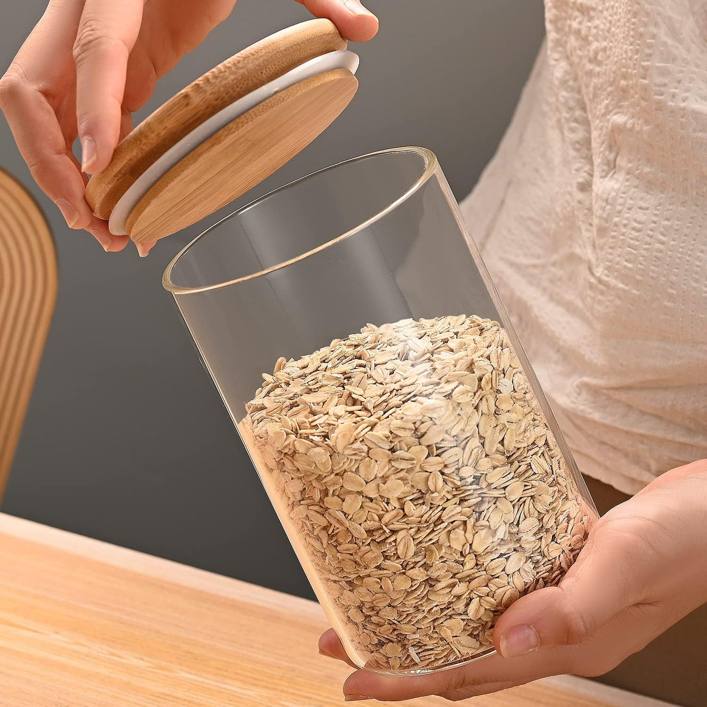 umieo Glass Food Storage Containers with Lids, Small Storage Containers 27oz Set of 2, Glass Storage Jars with Airtight Lids for, Flour, Rice, Nuts, Candy, Coffee, Beans