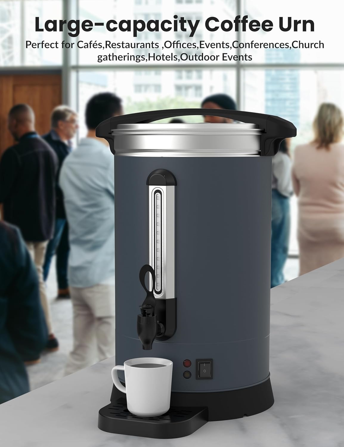 80 Cups Coffee Urn,12L Gallon Double Wall Commerical Coffee Maker for Buffet Catering Wedding Gathering,Large Capacity Hot Coffee Dispenser,Stainless Steel Hot Water Urn