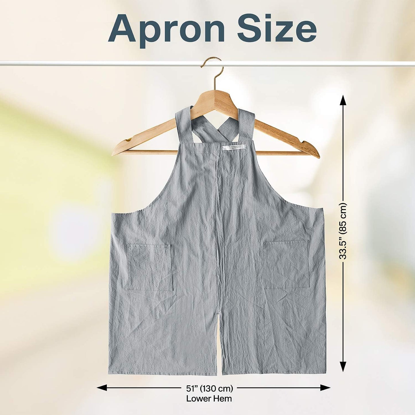HANEE Cotton Aprons for Women and Men | Cross-Back Apron with Pockets