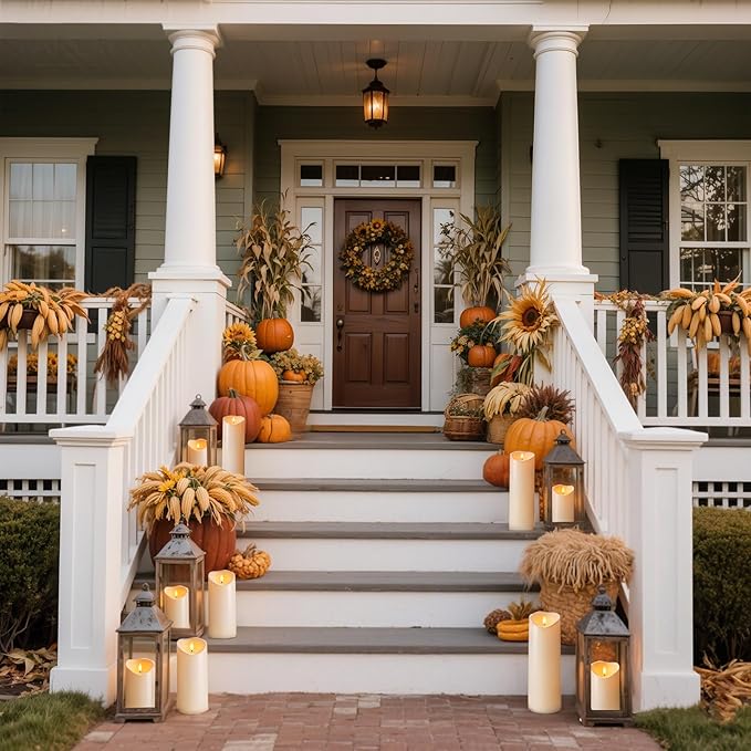 Homemory 4"x9" Outdoor Waterproof Flameless Candles with Timers and Remote Control, Battery Operated Candles, LED Plastic Candles, Dark Ivory, Set of 2