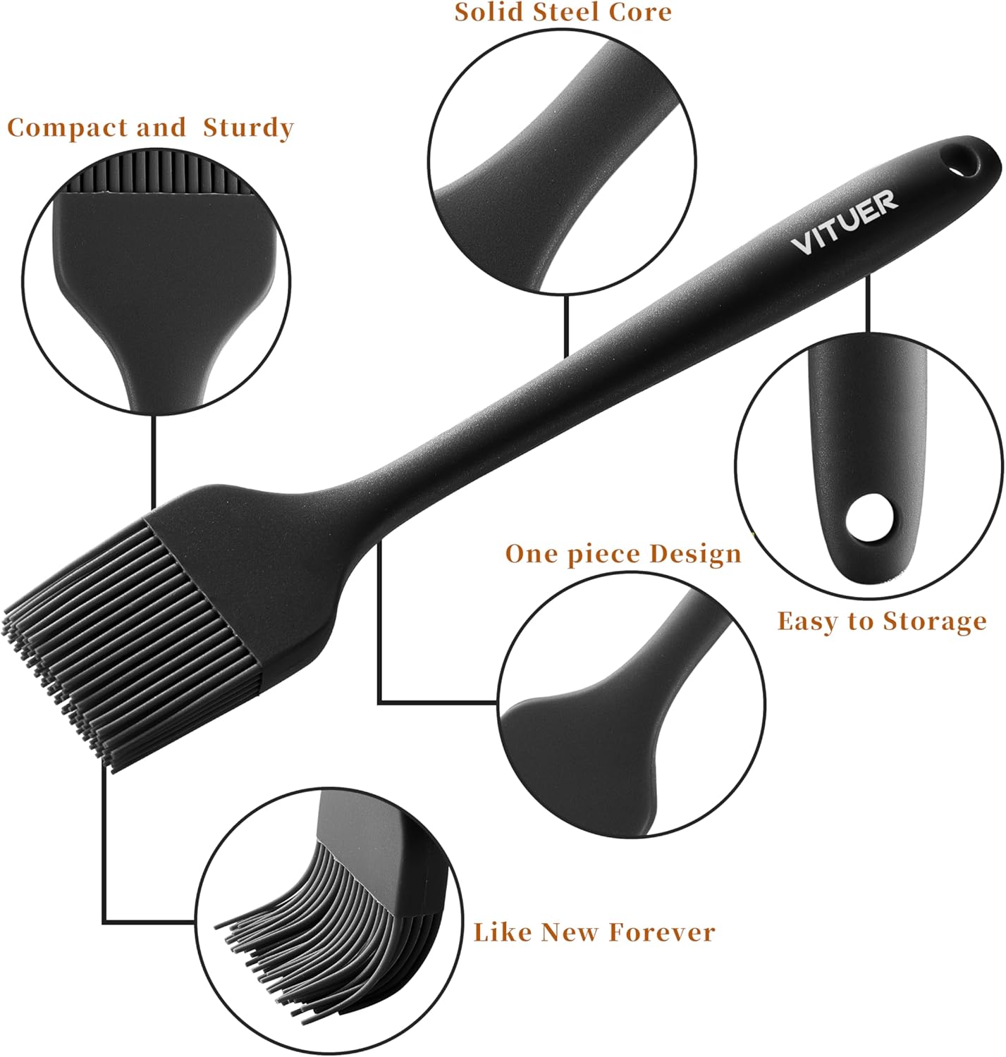 Silicone Basting Pastry Brush, 5 PCS Colorful Silicone Food Brush for Baking Cooking BBQ Grill Spread Oil Butter Sauce, Heat Resistant, Dishwasher Safe (5Pack, Rainbow Colors)