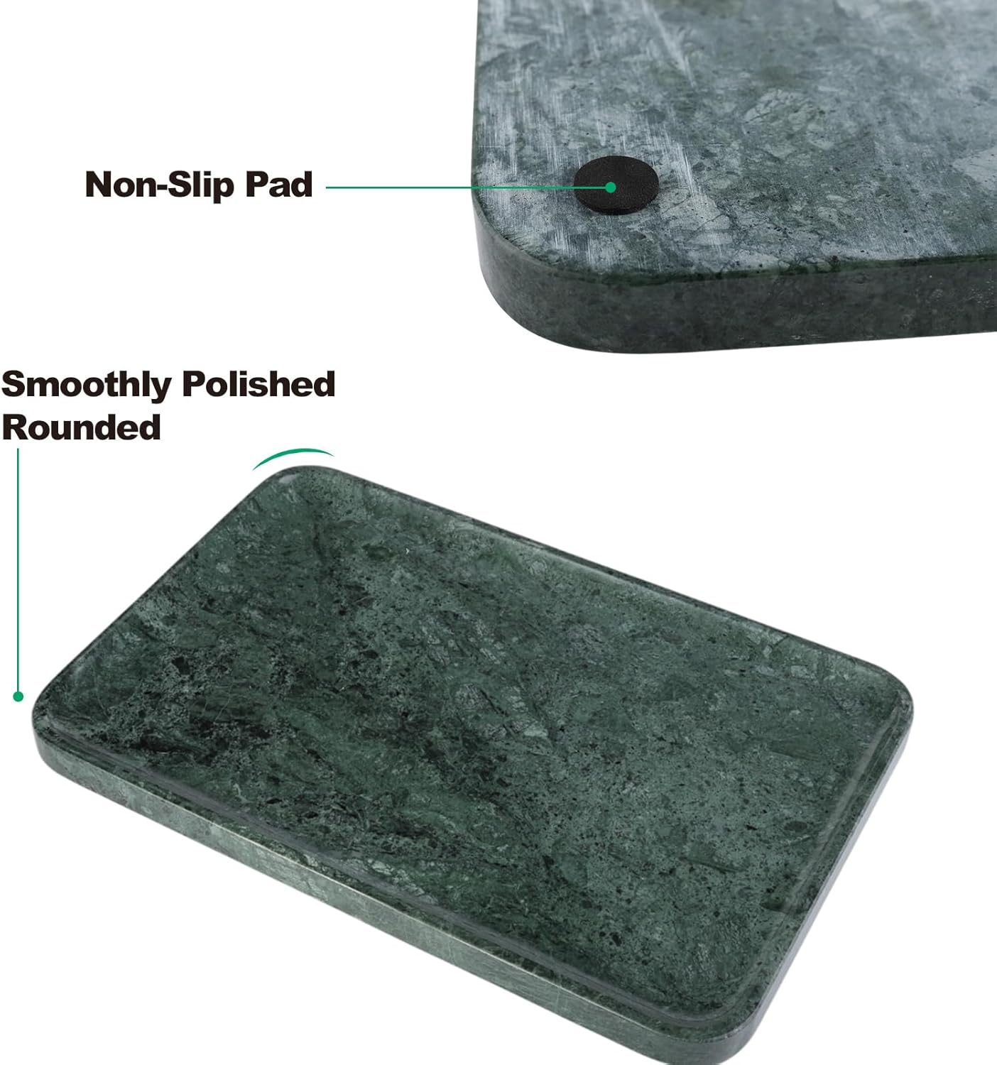 Marble Vanity Tray, 18in Stone for Bathroom Countertop, 17 3/4'' Oversized Dresser Decorative Organizer, Luxury Kitchen Serving Plate, Kitchen Sink Storage Tray, Perfume, Jewelry Holder(Green)