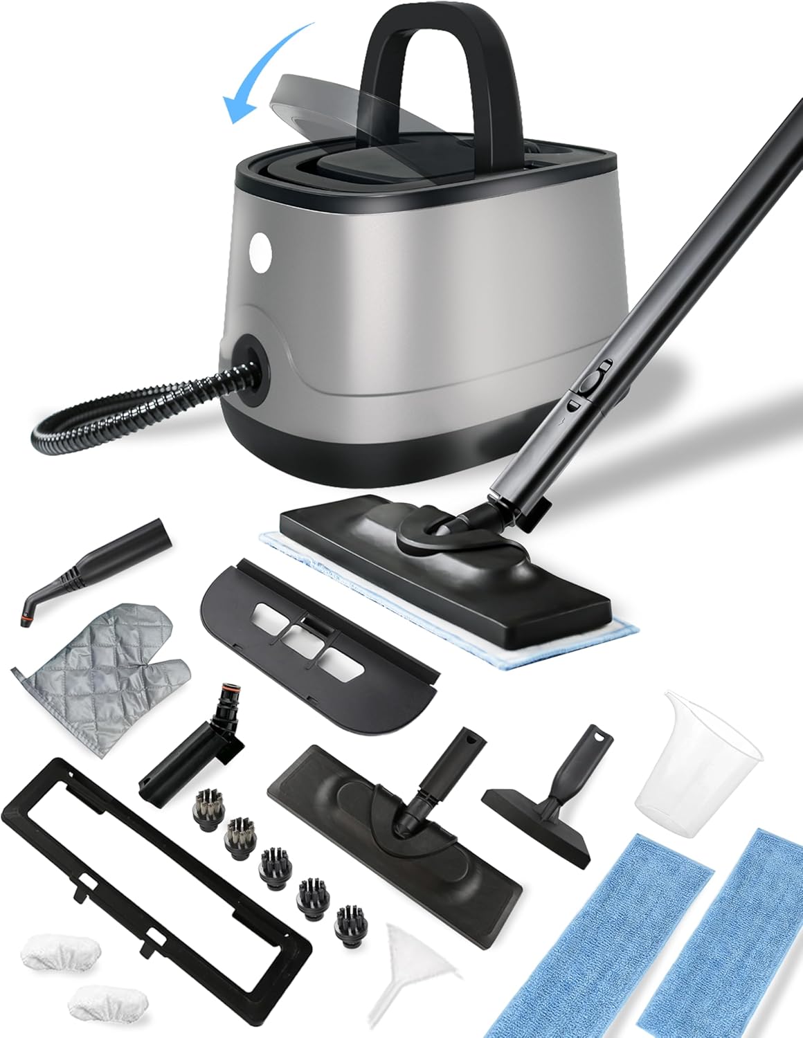 Steam Cleaner for Home, Xyloset Powerful Multipurpose Portable Steamer for Floors, Cars,Tiles, Home Use, 5 Mins Quick Heating, 1.5L Capacity, 20 Acc., Heavy Duty Steam Cleaner Carpet and Upholstery