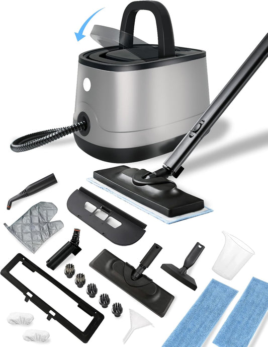 Steam Cleaner for Home, Xyloset Powerful Multipurpose Portable Steamer for Floors, Cars,Tiles, Home Use, 5 Mins Quick Heating, 1.5L Capacity, 20 Acc., Heavy Duty Steam Cleaner Carpet and Upholstery