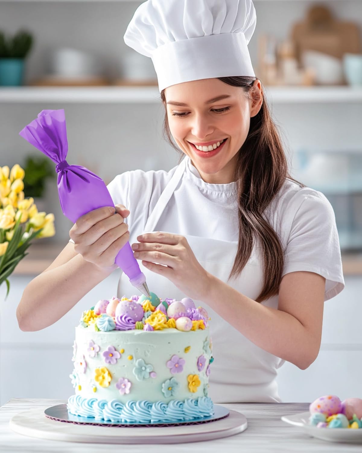 Kootek 32-Piece Piping Bags and Tips Set with 24 Icing Piping Tips, 2 Reusable Pastry Bags 12 Inch, Reusable Piping Icing Bags and Tips, Cake Decorating Kit for Frosting Cookie, Cupcake