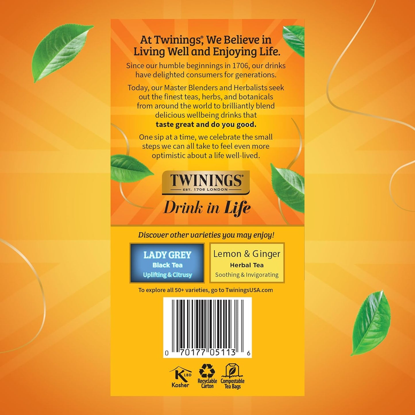 Twinings Earl Grey Black Tea Individually Wrapped Bags, 50 Count (Pack of 6), Flavoured with Citrus and Bergamot, Caffeinated, Enjoy Hot or Iced, 300 Teabags