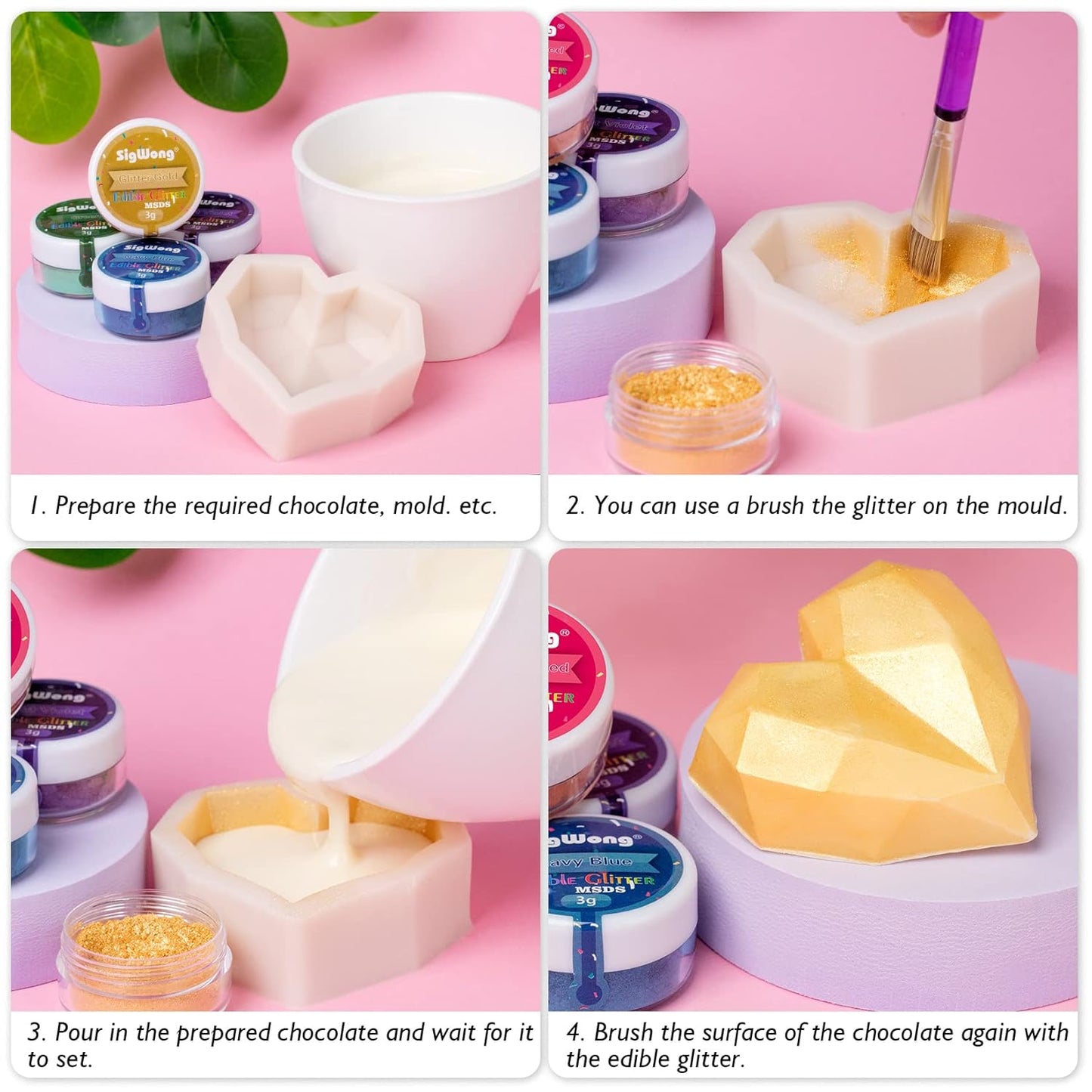 Edible Glitter Set, Sprinkles Edible Glitter for Drinks, 8 Colors Prism Powder Edible Glitter Dust for Wines, Beer, Cocktail, Strawberries, Cakes, Cupcakes, Chocolate - 3g/bottle