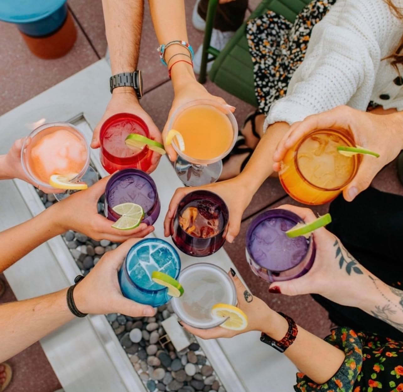 Drinique Unbreakable Stemless Wine Glasses (Set of 4) 12oz Tritan Plastic Stemless Glassware for Indoor or Outdoor Use - Black