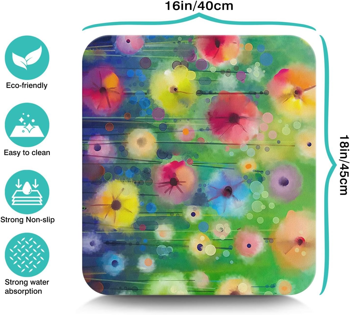 Dish Drying Mat for Kitchen Counter 16x18in Washable Quick Dish Drying Pad Rubber Backed Absorbent Draining Mat Fit Kitchen Counter,Bar,Under Sink,Dishes,Utensils,Dish Rack