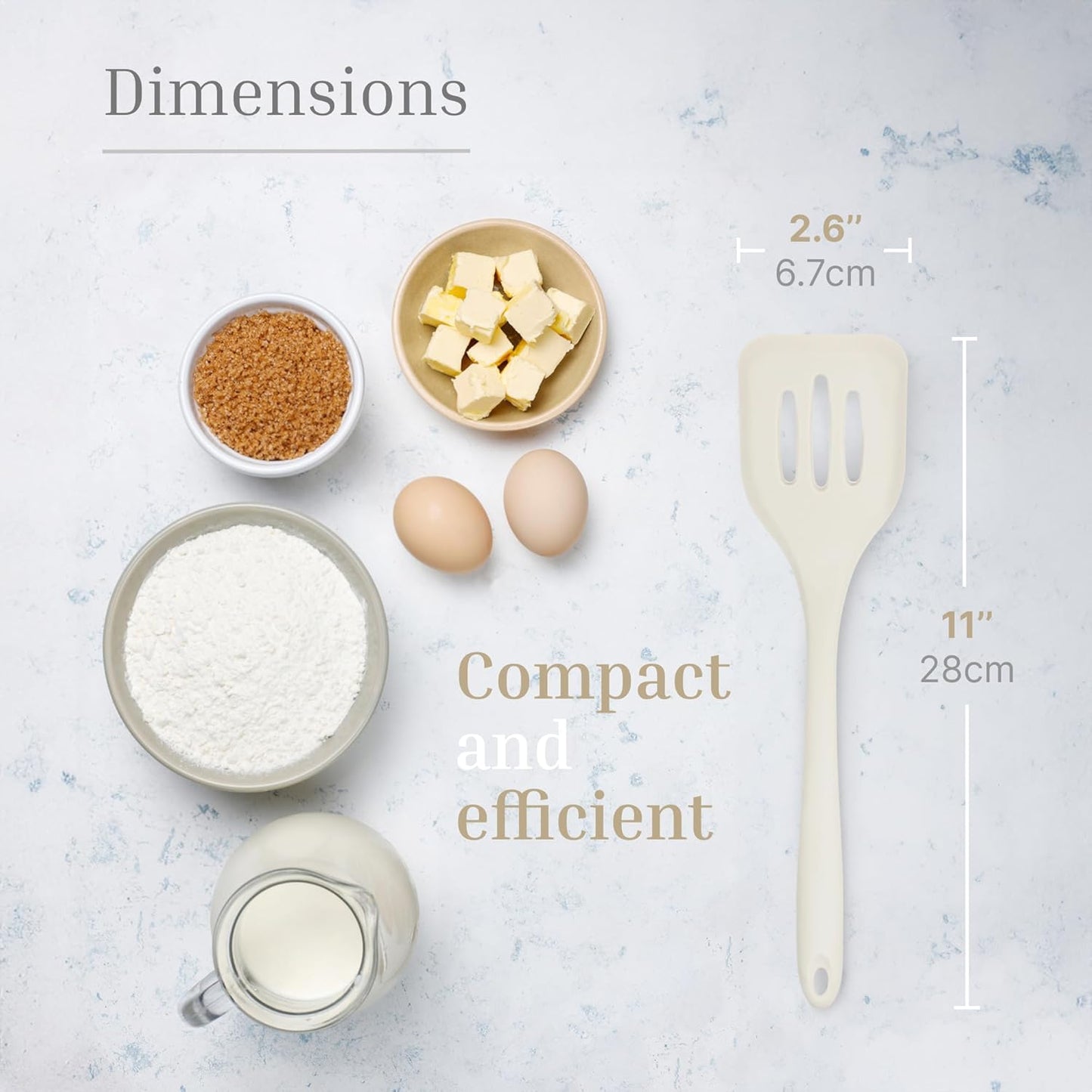 Silicone Slotted Turner Set – 2-Piece Set of Turner Spatulas for Eggs and Pancakes – Kitchen Tools and Accessories with Comfortable Handles, Heat-Resistant Utensils for Cooking & Baking – Cream