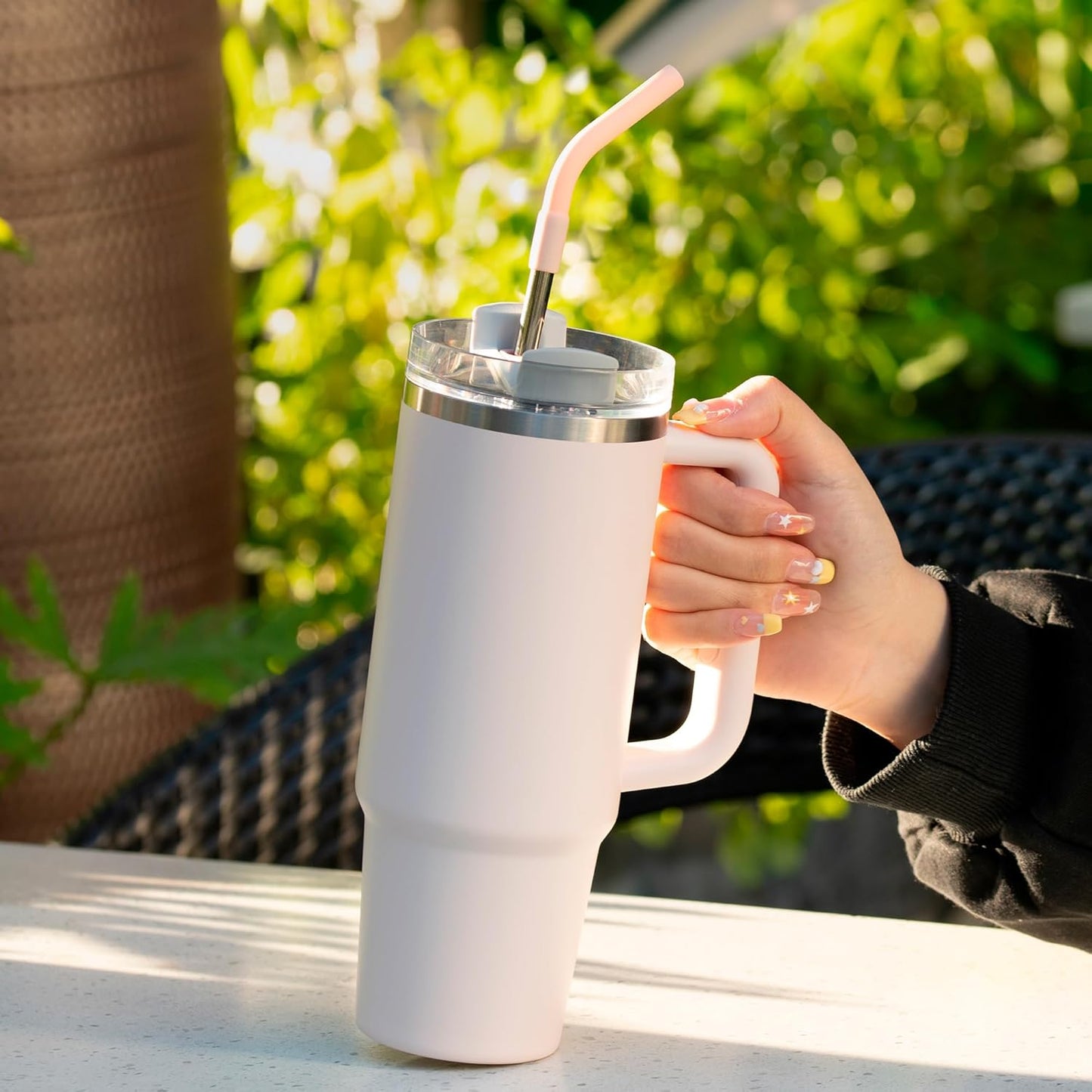 4 Set Silicone Straw Tips, Food Grade Rubber Metal Straws Tips Covers with Silicone Bottom Only Fit for 8MM Stainless Steel Straw