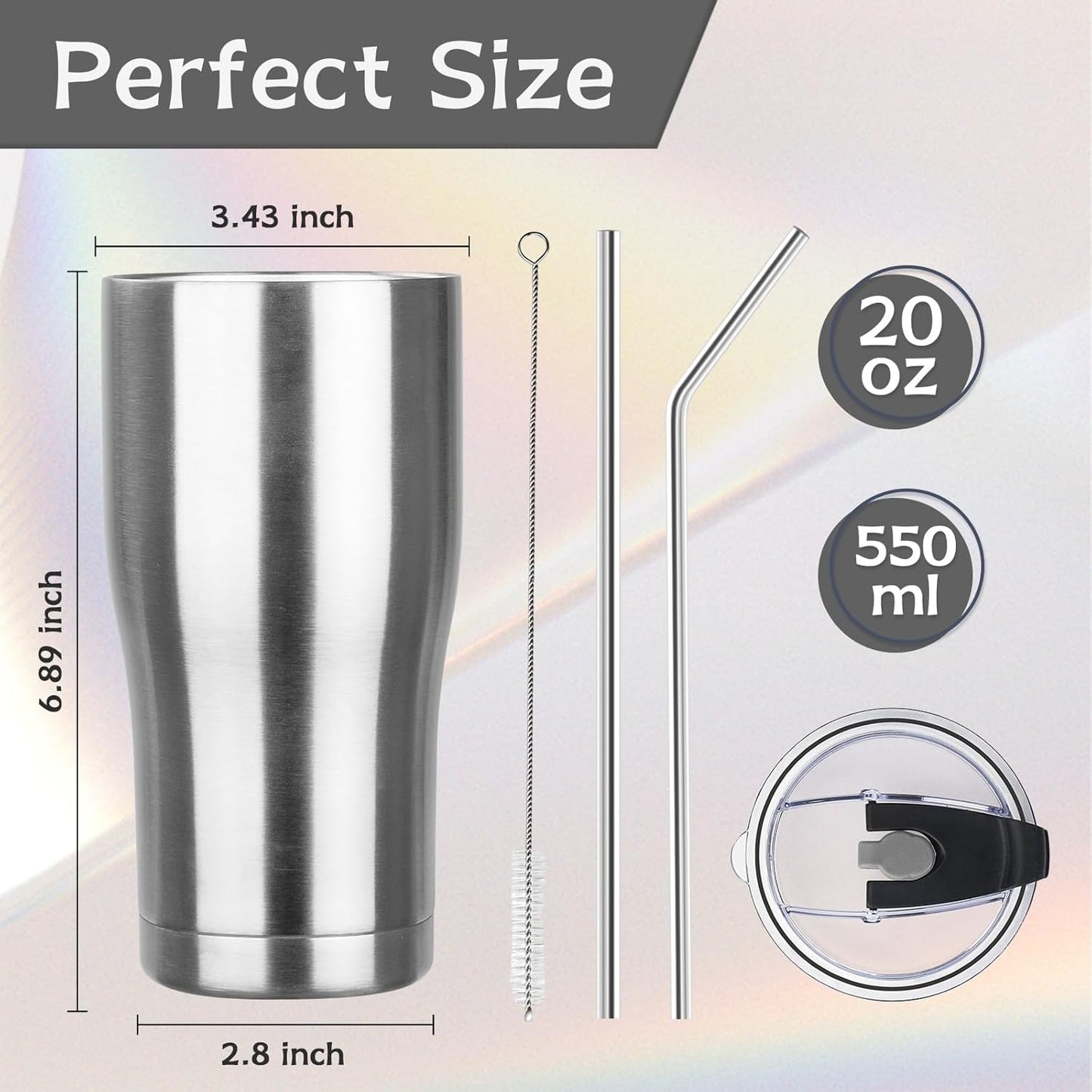 MEZMUT 20oz Coffee Tumbler with Lid and Straw Double Wall Vacuum Insulated Cup Stainless Steel Travel Mugs Insulated for Hot and Cold Leakproof Powder Coated Tumbler for Indoor and Outdoor