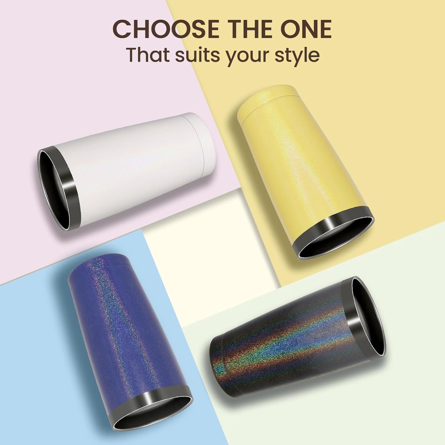 MEWAY 20oz Tumbler Double Wall Vacuum Insulated Travel Glitter Mug,Stainless Steel Tumblers with Lid and Straw, Powder Coated Coffee Cups for Woman (Rainbow White,1)