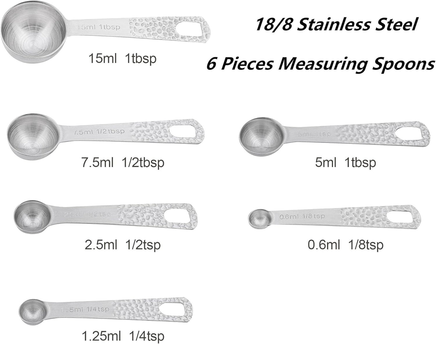 Measuring Cups and Spoons Set 13, 18/8 Stainless Steel Measuring Cups and Spoons Set for Baking and Kitchen, Metal Measuring Cups Set