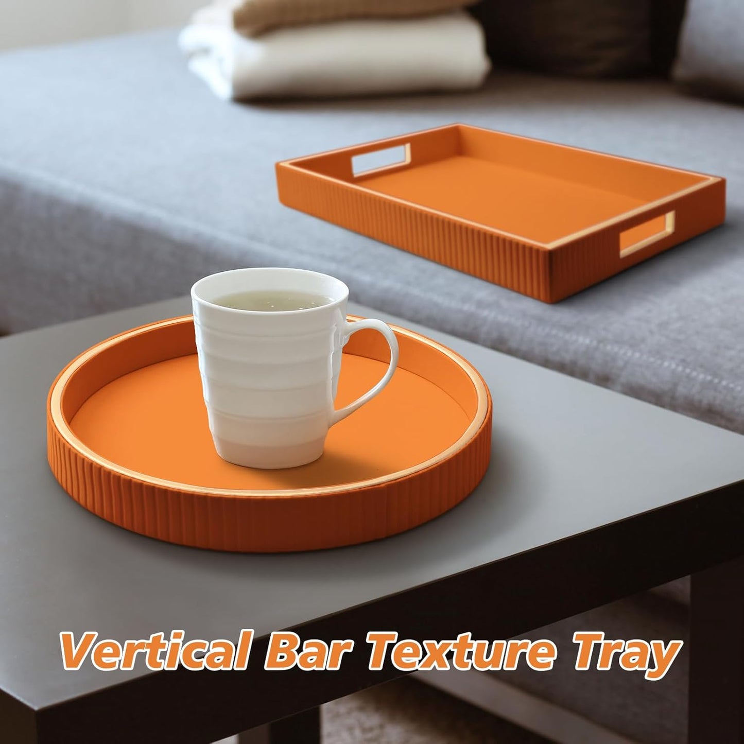 SANZIE Leather Tray Desktop Storage Organizer Premium Serving Tray Decorative Tray Valet Tray for Sundries Cosmetics Phone Wallet Cutlery