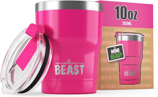 Beast 10 oz Tumbler Stainless Steel Vacuum Insulated Coffee Ice Cup Double Wall Travel Flask (Cupcake Pink)