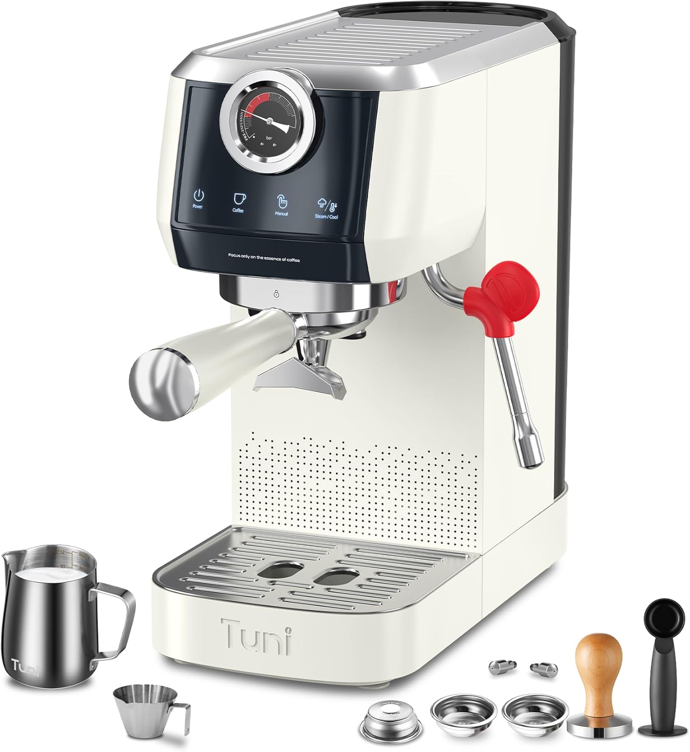Tuni E2 58mm Espresso Machine 20Bar, Dual Boiler Espresso Maker with 10mm Steam Milk Frother, Semi-automatic Coffee Machine with UKLA Pump for Espresso,Cappuccino, Gift for Coffee Lover