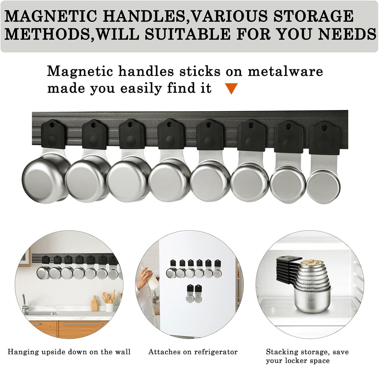 Magnetic Measuring Cups and Spoons Set of 17 Including 8 Stainless Steel Stackable Magnetic Measuring Cup 8 Magnetic Measuring Spoon with Leveler for Dry Liquid Ingredient