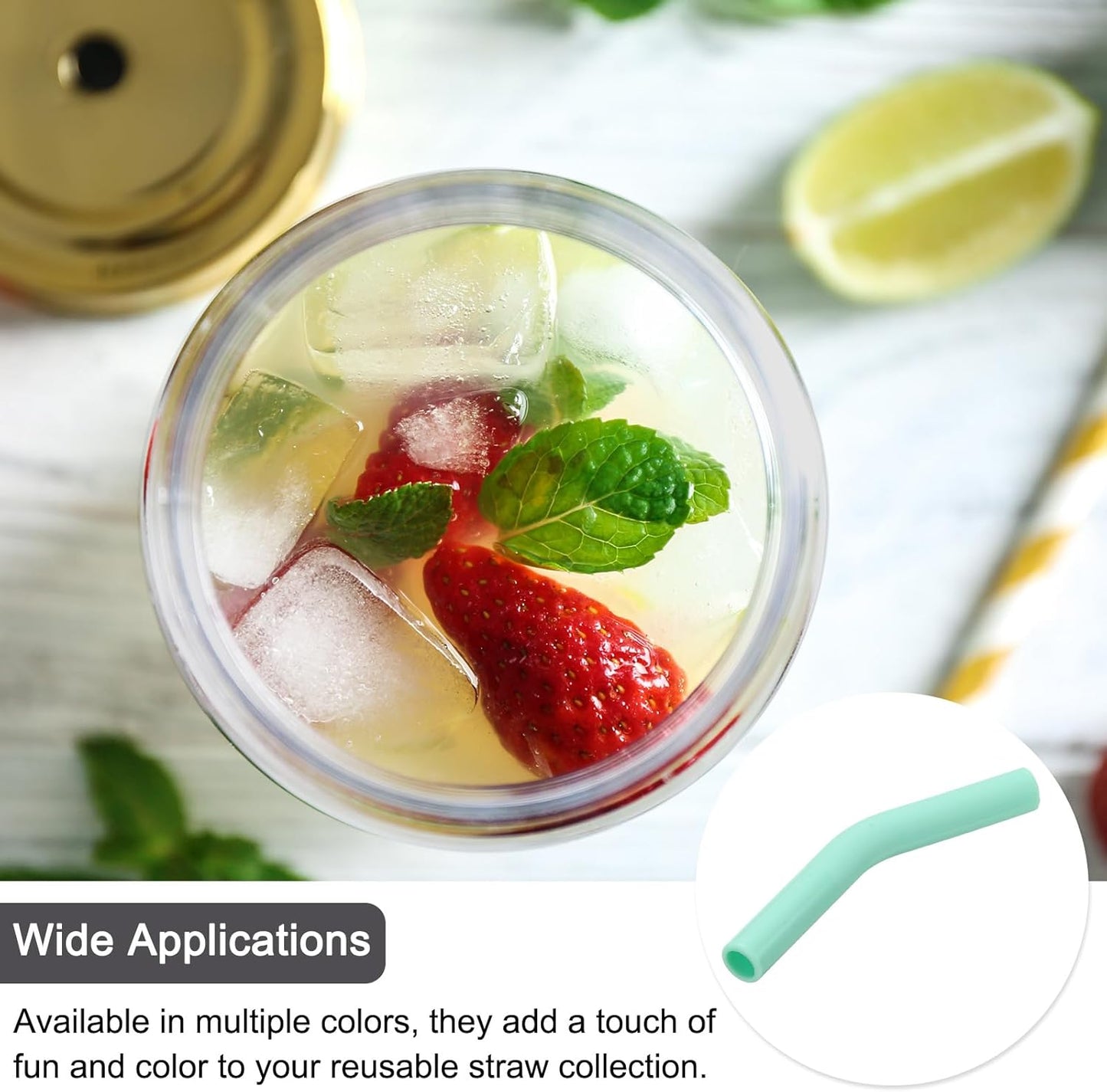 uxcell 12Pcs Silicone Straw Tips, Silicone Straw Elbows Tip, Soft Reusable Metal Straw Covers Fit for 8mm/0.31" OD Stainless Steel Straws, Mint Green