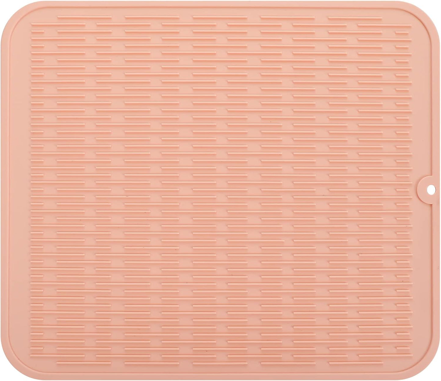 Silicone Dish Drying Mat for Multiple Usage,Easy clean,Eco-friendly,Heat-resistant Silicone Mat for Kitchen Counter or Sink,Refrigerator or Drawer Liner Pink XL 18 inches x 16 inches